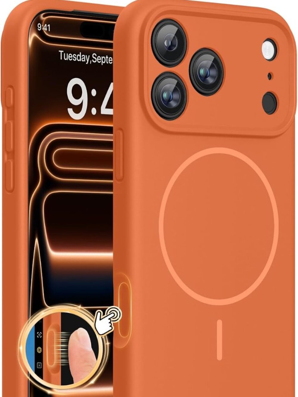 iPhone 17 Pro Magnetic Case MagSafe Shockproof Orange Cover